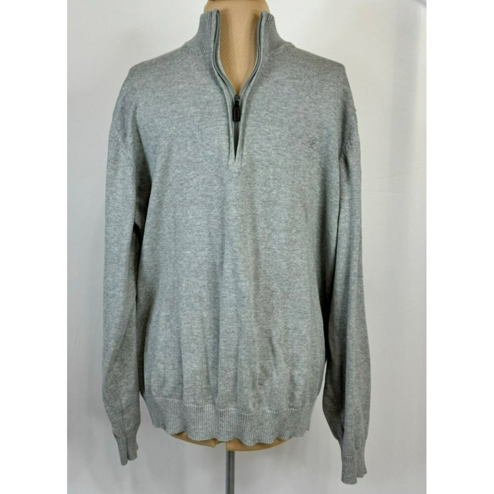 IZOD Men’s XL Gray 1/4 Zip Cotton Pullover Sweater